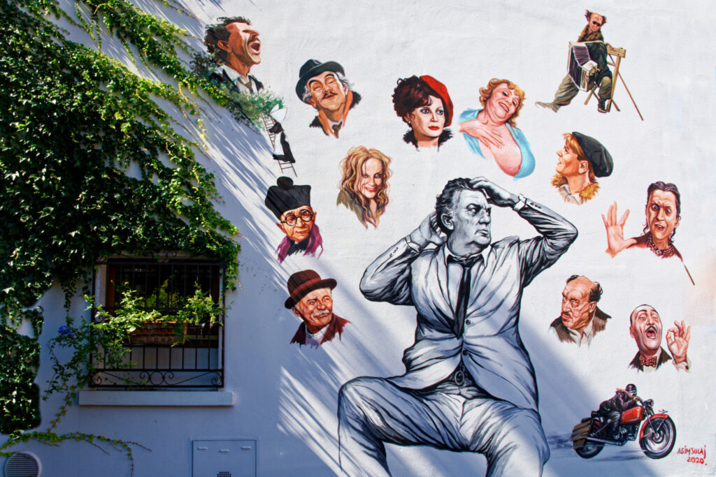 Murals dedicated to Fellini
